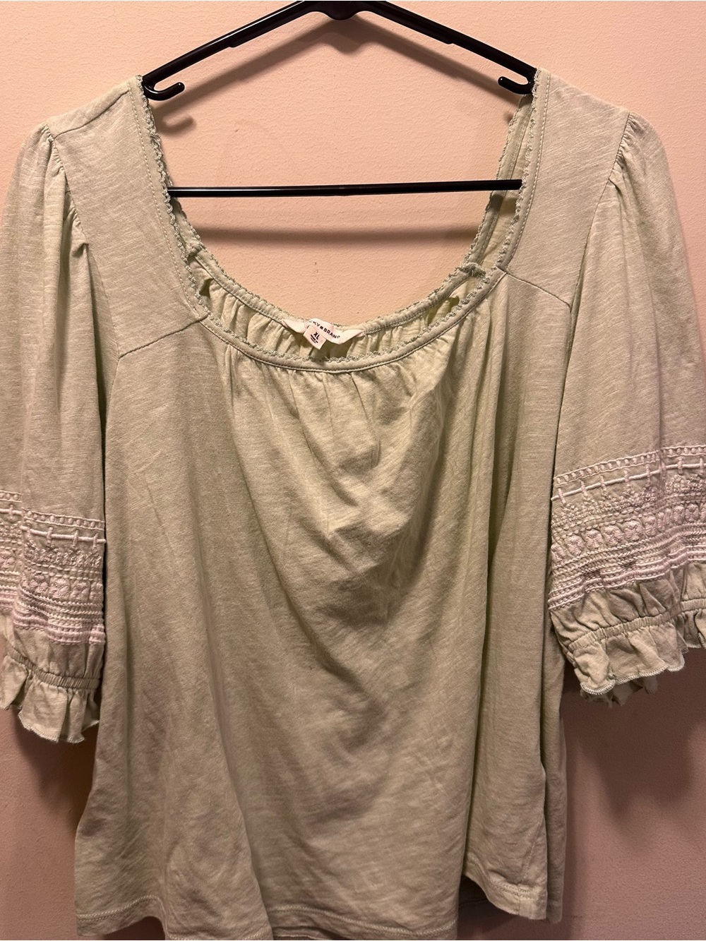 NEW. Lucky Brand Light Sage Boho Scoop Neck Tunic